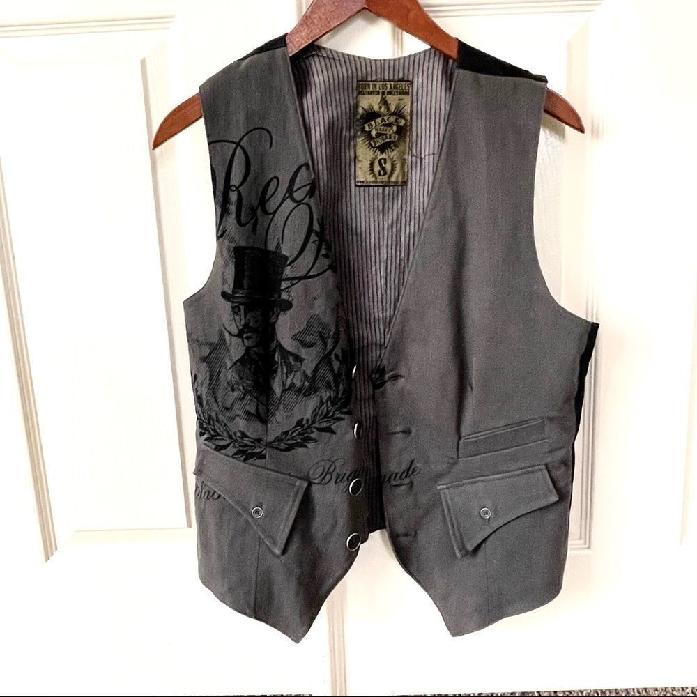 Born in Los Angeles black hearts brigade grey vest